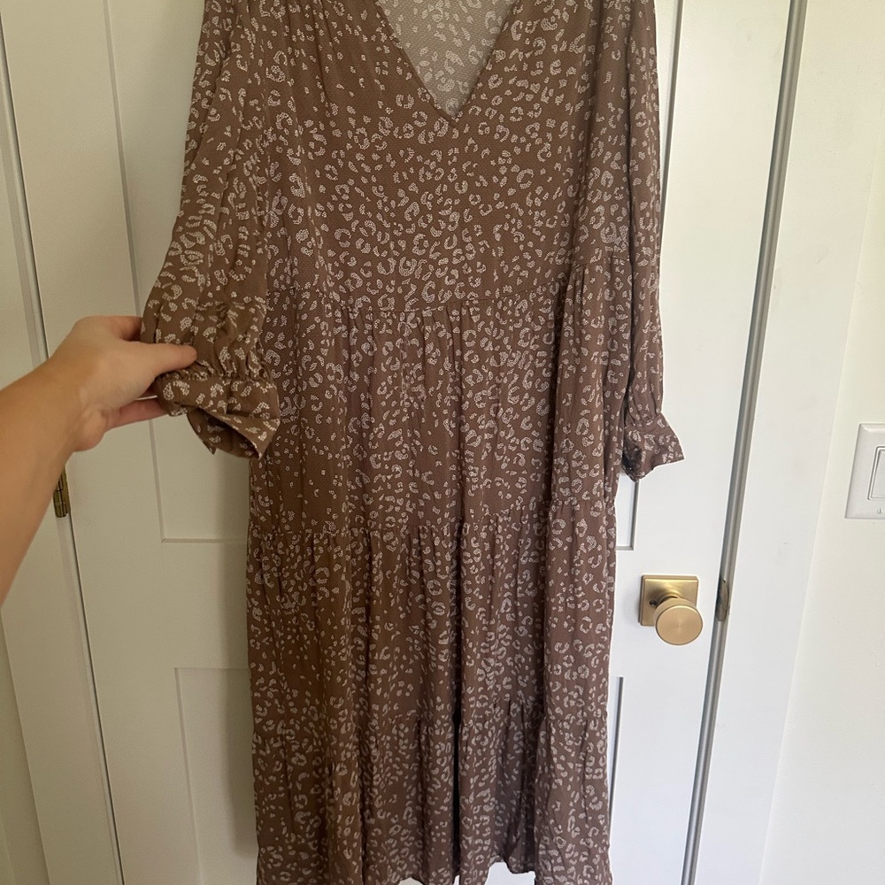 a new day Brown Animal Print Long Sleeve Dress
